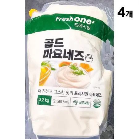 마요네즈(프레시원 골드 스파우트팩 3.2k) 4개 식자재 업소용 대용량 오뚜기 사조해표 오쉐프 업소용 다팔오 더식구 파우치 오늘출발 굿 이미지