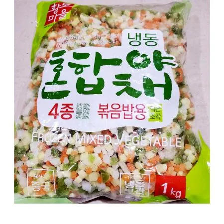 황보마을 혼합야채(4종 볶음밥용 1K) 1개 식자재 업소용 대용량 냉동 냉동야채 분이네 유럽최상품 혼합야채 황보마을 이제이푸드스토리 랜시