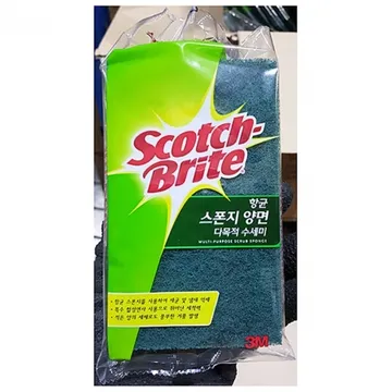스폰지수세미(스카치 대 9x15cm 개별포장) X120 식자재 업소용 대용량 스카치 제로스크래치 제로스크레치 항균 강력 수세미 욕실청소 기름때 양면