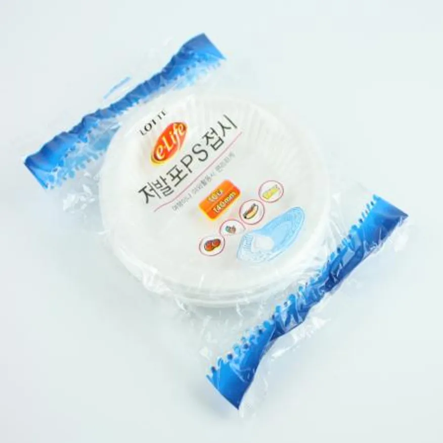 롯데-저발포PS접시 140Ø 업소용 일회용품 식당비품 포장용기 배달용품 ps접시 일회용접시 플라스틱접시 접시 테이크아웃 이미지