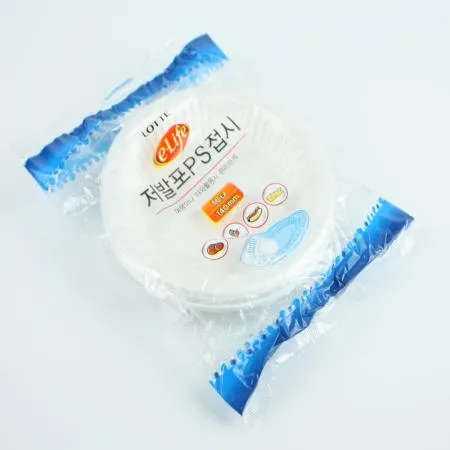 롯데-저발포PS접시 140Ø 업소용 일회용품 식당비품 포장용기 배달용품 ps접시 일회용접시 플라스틱접시 접시 테이크아웃 이미지