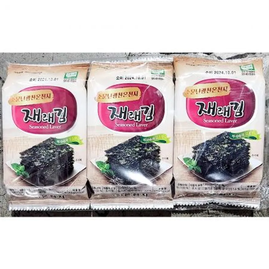 도시락김(온천지 3단 15g 24개) 조미김 식자재 업소용 식탁김 구운김 단체급식 김 밥반찬 재래김 식당반찬 이미지