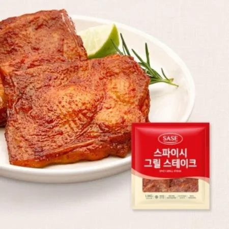 사세 스파이시그릴스테이크1.3Kg 식자재 업소용 대용량 레스토랑 급식 그릴스테이크 스파이시스테이크 냉동스테이크 간편스테이크 소고기스테이크 이미지