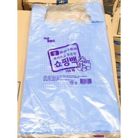 에코프랜드 비닐쇼핑백파란색 중 38x46cm 100매 30개 식자재 업소용 대용량 재활용 검정 배달 두꺼운 마트 생분해 공장직영 킹스봉 매직캔 이미지