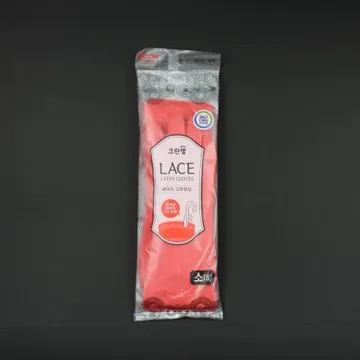 크린랩- 레이스고무장갑 코랄 소 1개 식자재 업소용 대용량 크린랩 크린랲 고무 기모 고리 고리고무장갑 미니