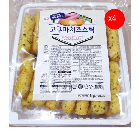 에스테이블 고구마치즈스틱(25g x40개 1k) X4 식자재 업소용 대용량 랜시 휴게소 주전부리 이더스 고구마롤 자색 에스테이블 가공식품 고구마스틱 이미지