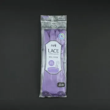 크린랩- 레이스고무장갑 바이올렛 소 1개 식자재 업소용 대용량 크린랩 크린랲 고무 기모 고리 고리고무장갑 미니