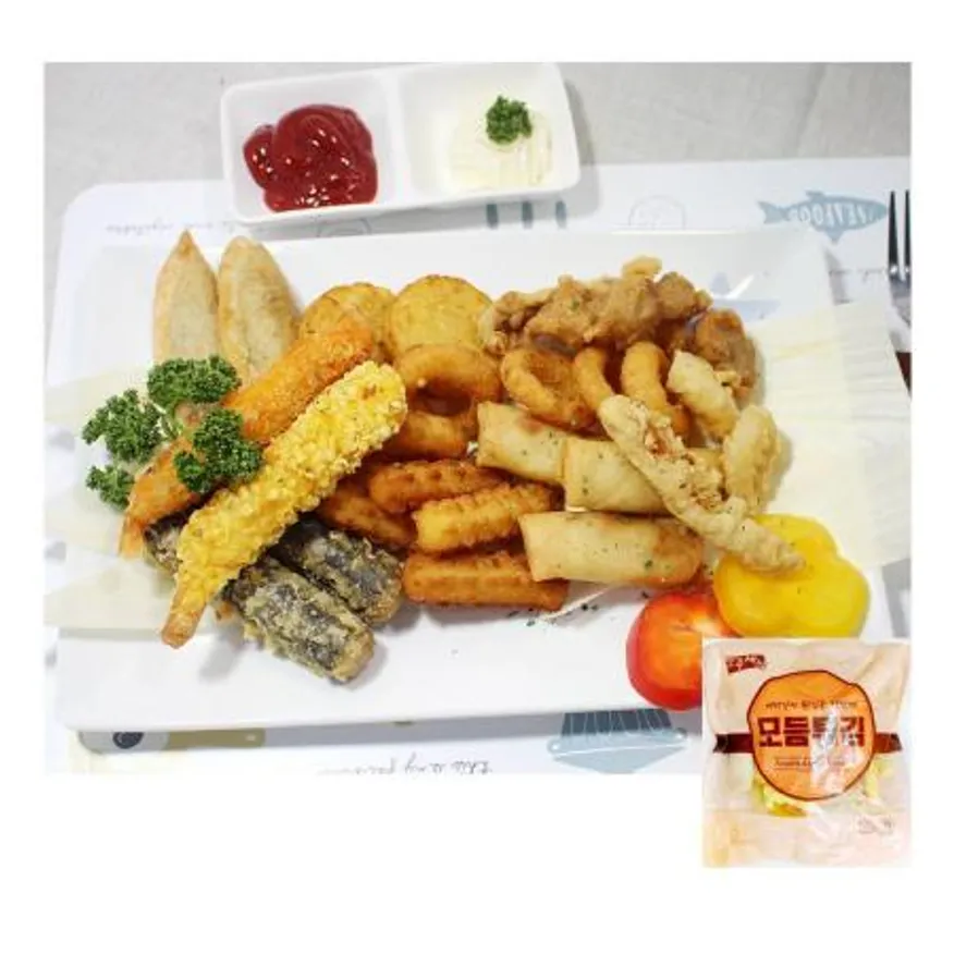 모듬튀김(안주세상 500g) 식자재업소 냉동튀김 주점안주 간편조리 술안주 튀김 안주세상튀김 간편튀김 이미지