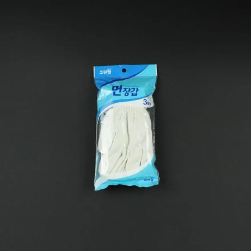 크린랩- 면장갑 3켤레 목장갑 작업장갑 흰장갑 위생장갑 작업용품 업소용 대용량 공장 다용도장갑 이미지