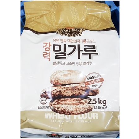 강력밀가루(백설 2.5K) 4개 식자재 업소용 대용량 대한제분 맥선 제일제당 백설 유기농 마루비시 곰표 스텔라 코끼리 이미지