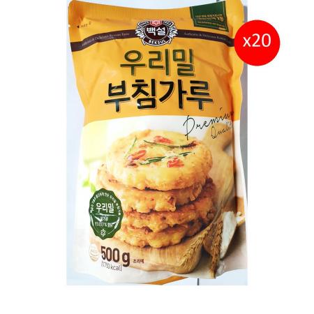 부침가루(백설 우리밀 500g) 20개 식자재 업소용 대용량 대한제분 부침가루 곰표 안주 비오는날 전 식자재 제사음식 설 이미지