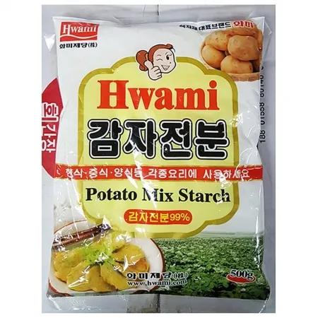 감자전분(화미 500g) 업소용 전분 감자녹말 요리재료 튀김가루 식자재 소스 농축제 제과제빵 재료
