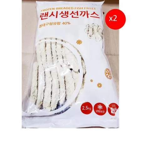 랜시푸드 생선까스(50g x50개 2.5K) X2 분식집 레스토랑 간식 업소용 식자재 까스 냉동식품 즉석식품 급식
