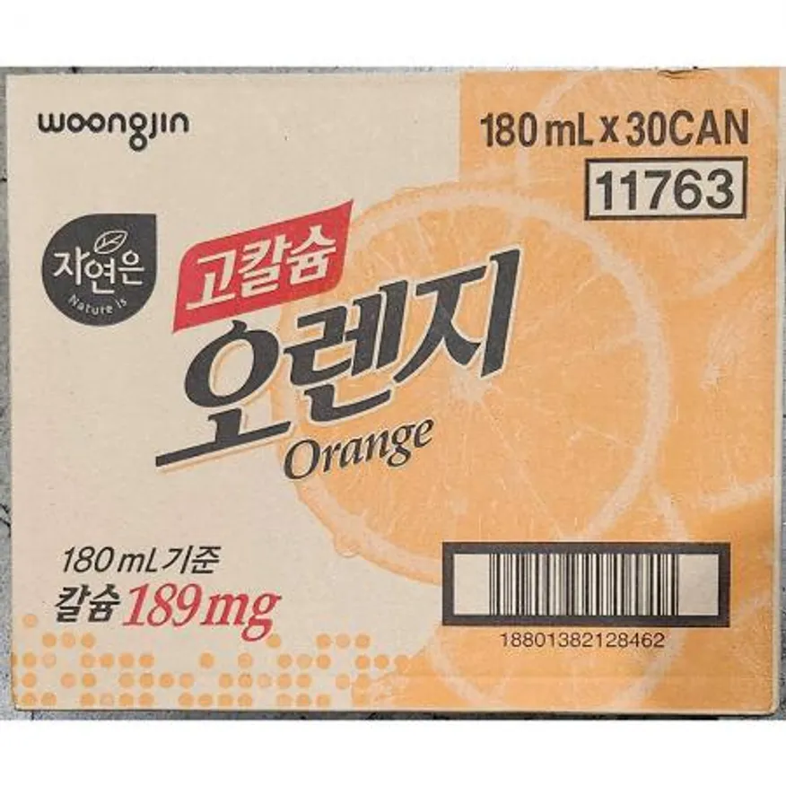 오렌지주스 캔 고칼슘 웅진 업소용 음료수 180ml X 30 이미지