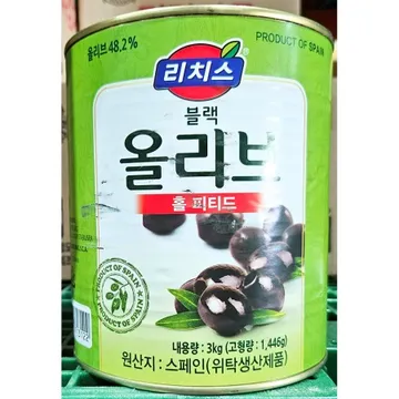 리치스 블랙올리브(홀 피티드 3kg) X6 업소용 올리브통조림