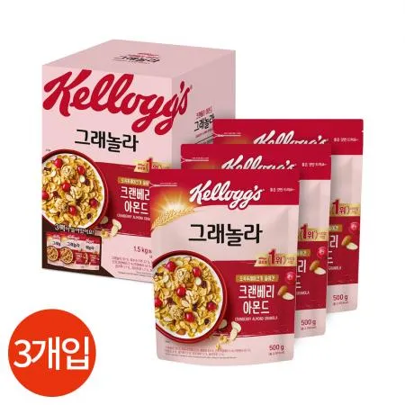 켈로그 크랜베리 아몬드 그래놀라 500g X3개