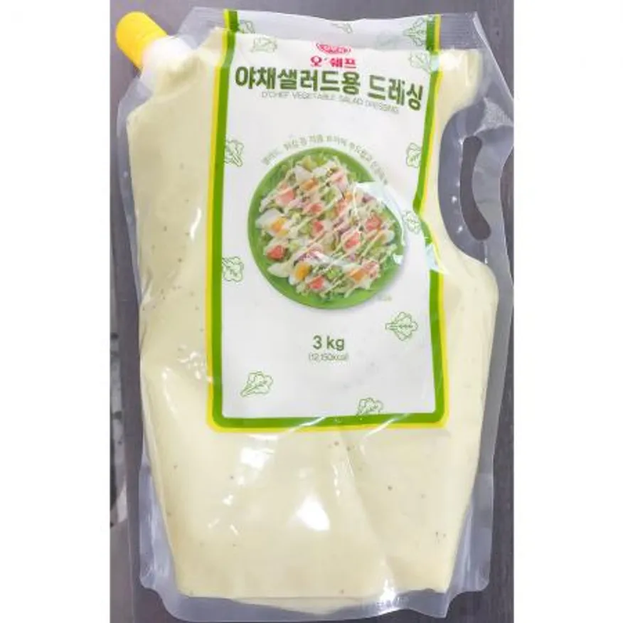 오뚜기 야채샐러드용드레싱 3kg 샐러드소스 업소용 파우치 이미지