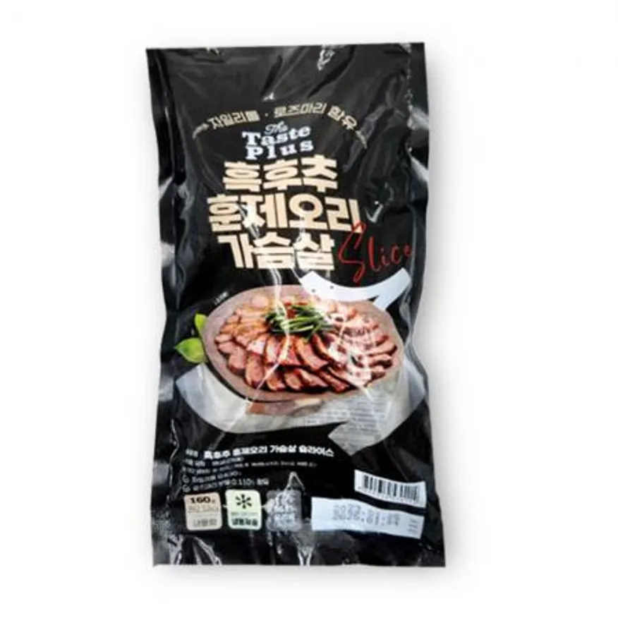 흑후추 훈제오리 가슴살 슬라이스 160g X 12봉 업소용 오리고기 요리 이미지