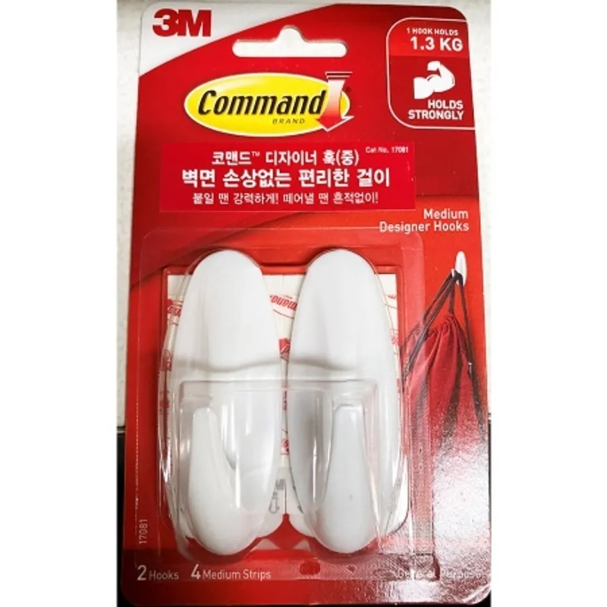 벽걸이(3M 코멘드훅 1.3kg) X10개 쓰리엠 접착식 부착용 고리 헹거 후크 걸이 이미지
