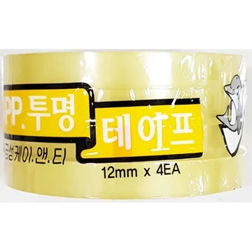 투명 4절테이프(금성 12mmx25mx4개) 포장 접착 물레방아 테잎