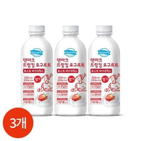 덴마크 드링킹 요구르트 딸기 750ml x 3개 업소용