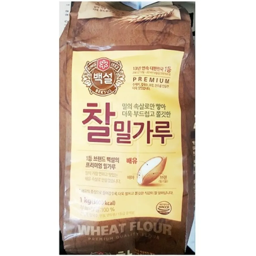 찰밀가루(백설 1kg) 업소용 수제비 칼국수 만두용 분말 이미지