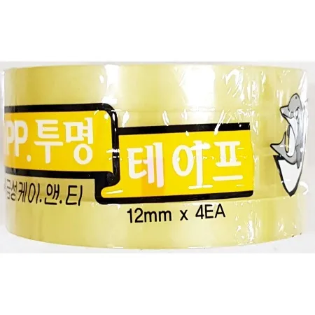 투명 4절테이프(금성 12mmx25mx4개)X10개 포장 접착 물레방아 테잎 이미지