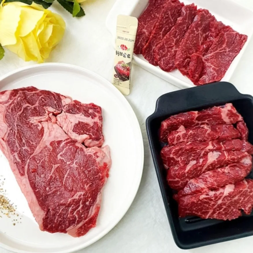 국내산 1등급 소고기 제비추리 업진 안창 토시 치마 갈비 특수부위세트 600g 이미지