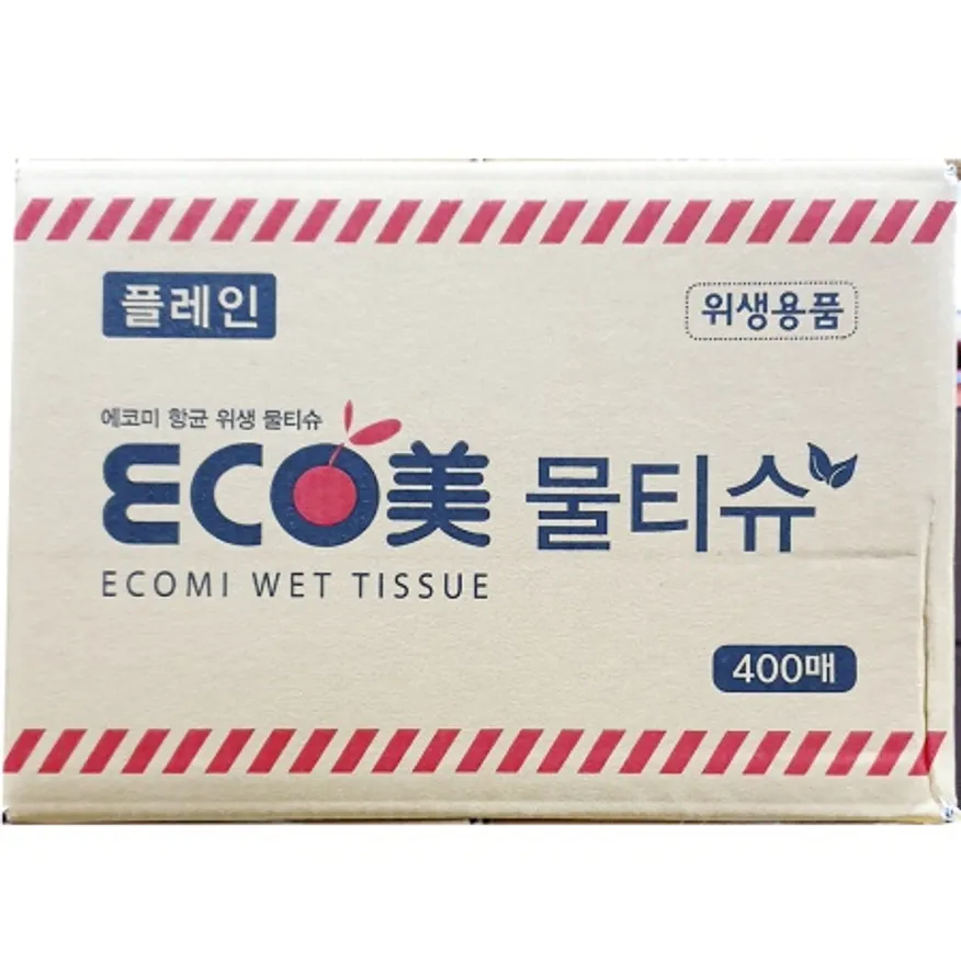 물티슈(에코미 플레인 400매) 업소용 위생 일회용 물수건 이미지