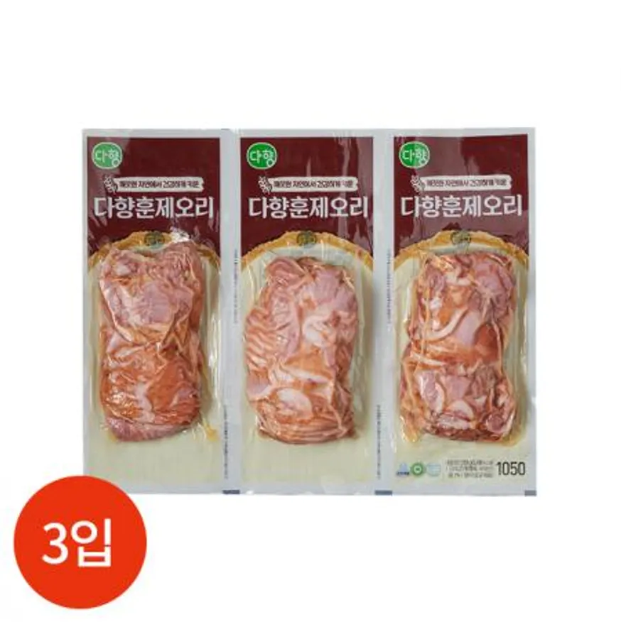 다향 훈제오리 슬라이스 350g x 3입 업소용 이미지