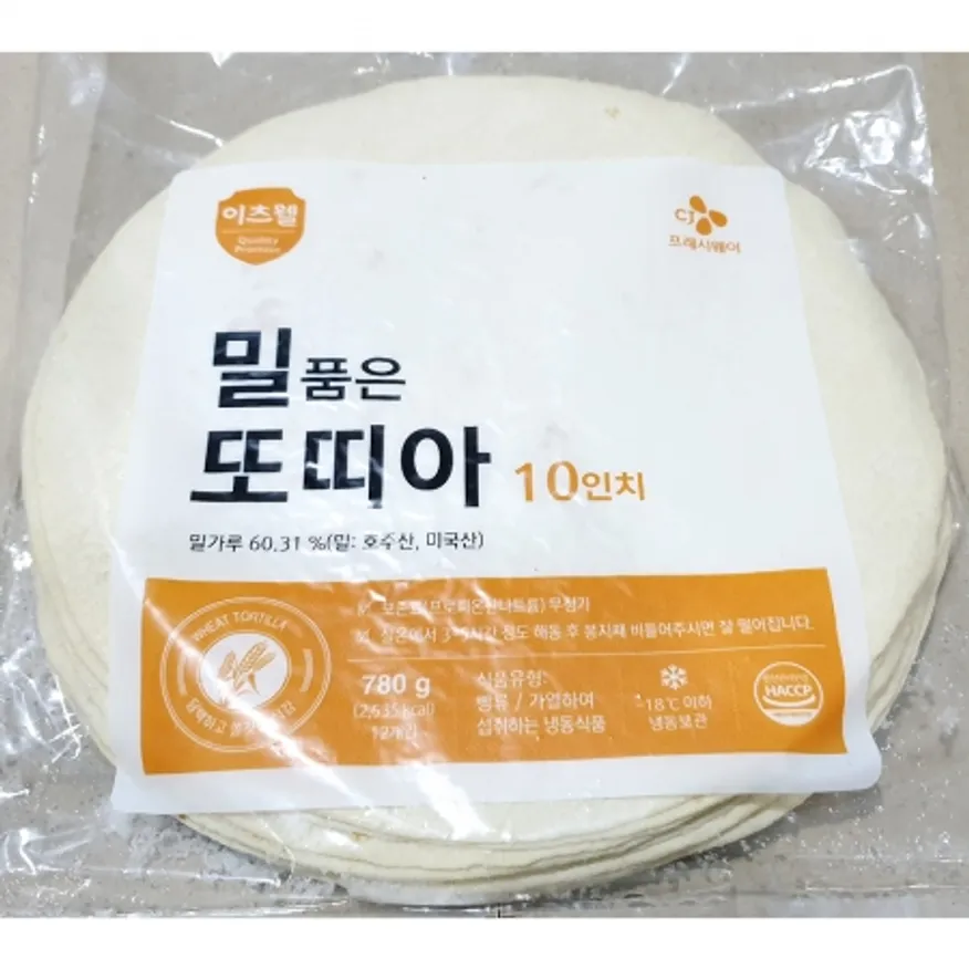 이츠웰 밀품은 또띠아(10인치 12장 780g) 부리또 파히타 또르띠아 이미지