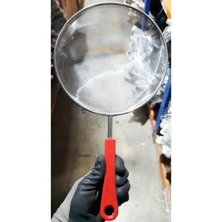 조리(면 스텐 소 빨강 20cm) 업소용 스텐 튀김 채반 손잡이 원형 채망 이미지