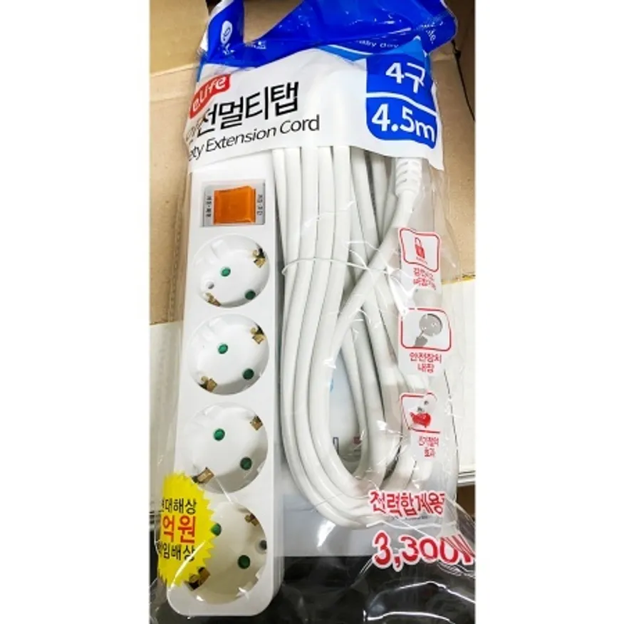멀티탭 4구 4.5m X20개 전원스위치 국산 콘센트 전선 전기 16A 이미지