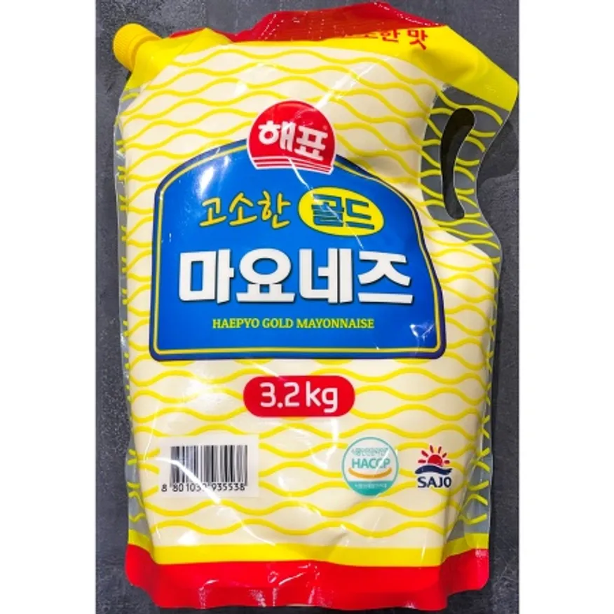 파우치 사조마요네즈(해표 3.2kg)X4 업소용 스파우트팩 마요네즈 이미지