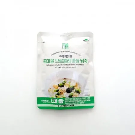 브로콜리 마늘 닭죽 250g 즉석 간편조리 식품 파우치