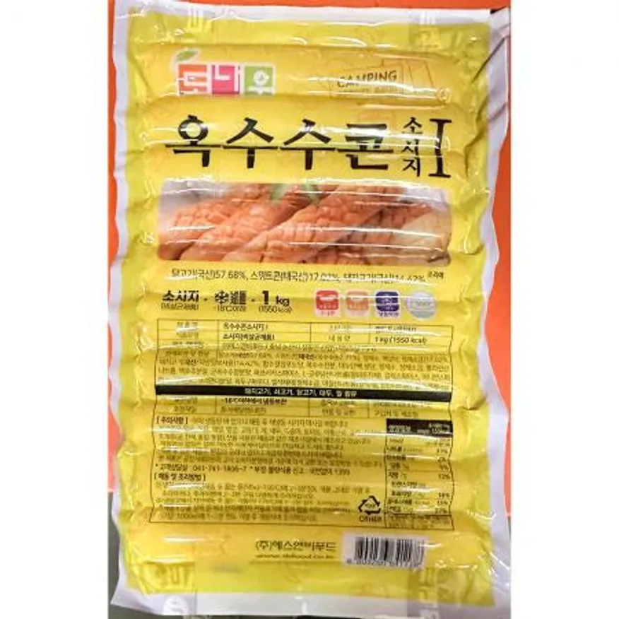 콘 소시지(도나우 냉동 1kg) X5 업소용 옥수수콘 소세지 이미지