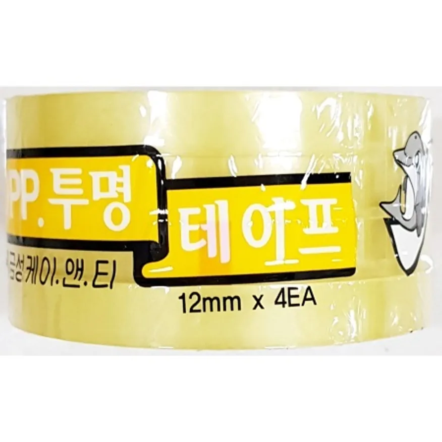 투명 4절테이프(금성 12mmx25mx4개)X10개 포장 접착 물레방아 테잎 이미지