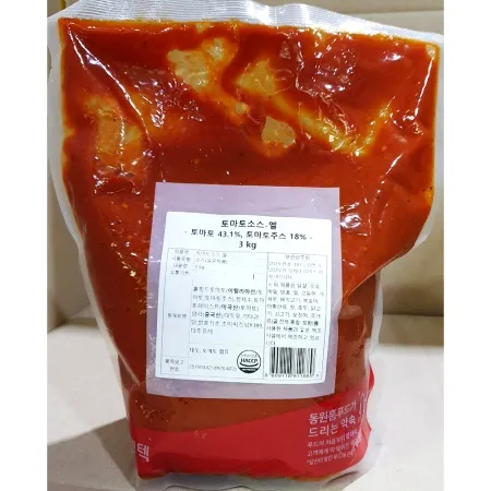 토마토소스( 삼조쎌텍 3kg) X4 업소용 파우치 이미지