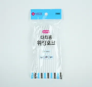롯데 다회용 위생포크 10매입 플라스틱 일회용 포크
