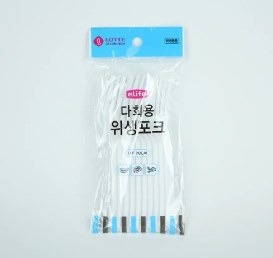 롯데 다회용 위생포크 10매입 플라스틱 일회용 포크 이미지