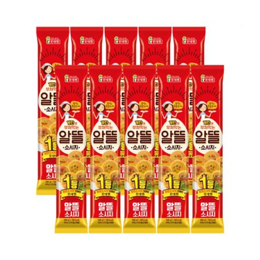 롯데햄 알뜰소시지 500g 10개 옛날도시락 반찬 분홍소세지 이미지