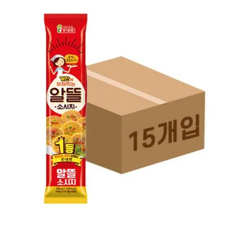 롯데햄 알뜰소시지 500g 15개 1box 옛날도시락 반찬 분홍소세지