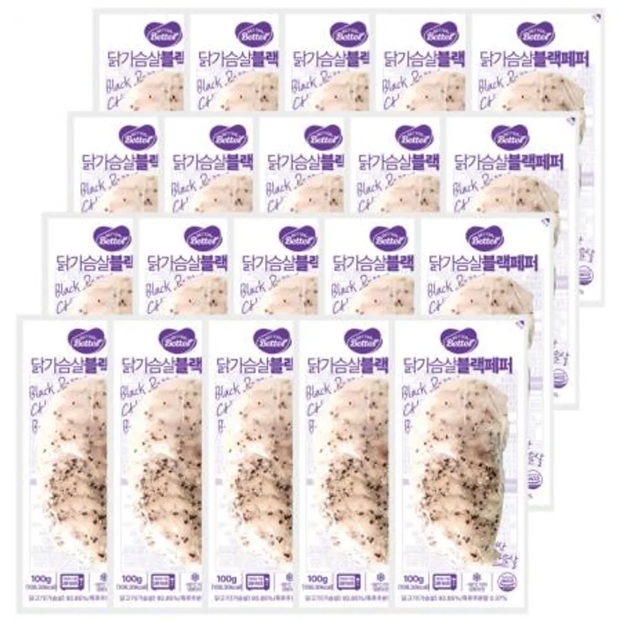 베러앤베러 냉동 닭가슴살 슬라이스 블랙페퍼 100g 20개 이미지