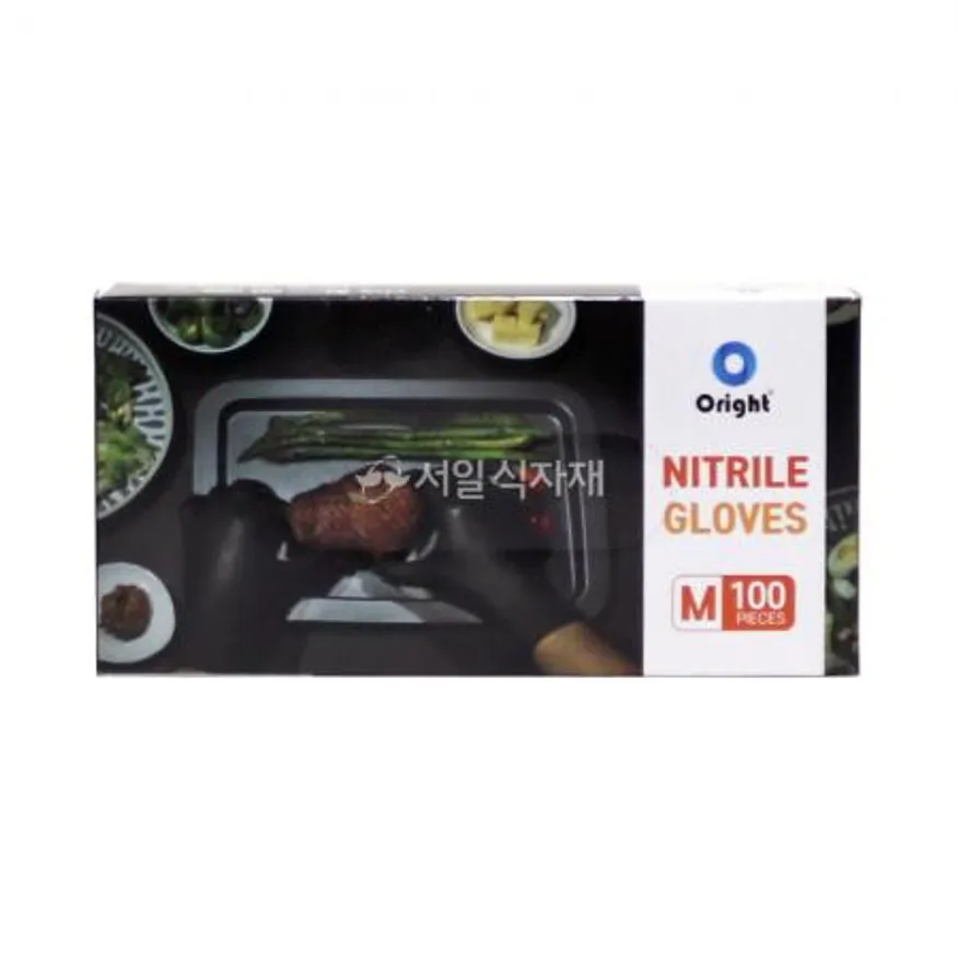 오라이트 니트릴 위생 장갑 검정색 중(M) 100매 이미지