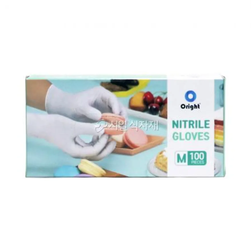 오라이트 니트릴 위생 장갑 흰색 중(M) 100매 이미지