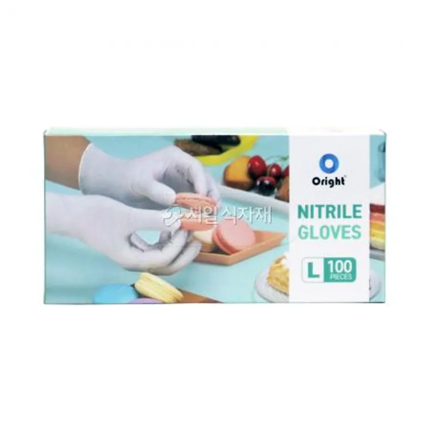 오라이트 니트릴 위생 장갑 흰색 대(L) 100매 이미지