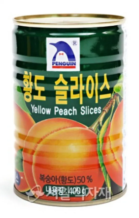 펭귄 황도 슬라이스 400g X 24개 1박스 과일 복숭아 통조림 캔 이미지