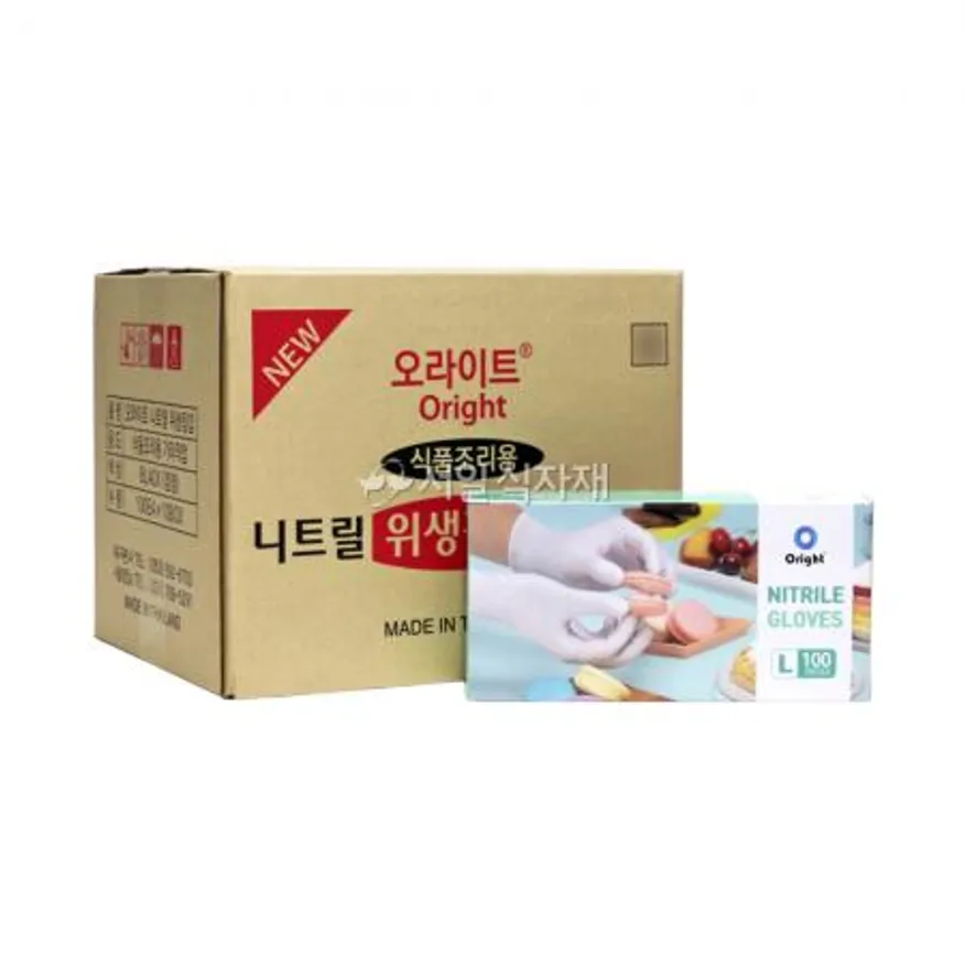 오라이트 니트릴 위생 장갑 흰색 대(L) 100매 이미지