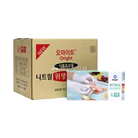 오라이트 니트릴 위생 장갑 흰색 대(L) 100매 이미지