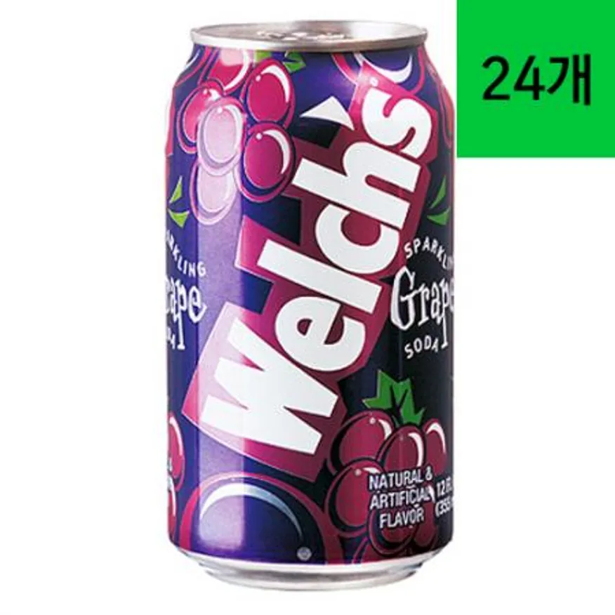 웰치스 포도 355ml X 24개 1박스 포도맛 무카페인 탄산 청량 음료 이미지